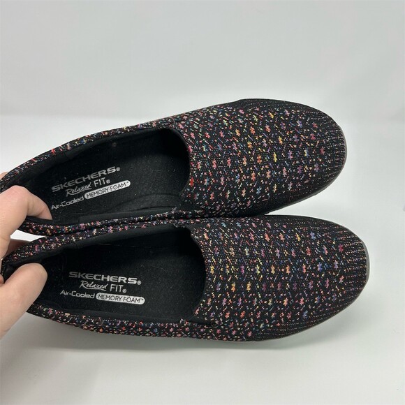 Skechers Slip-On Loafer Flats Womens Black Multi Speckled Knit Casual Size 10 - Picture 11 of 13